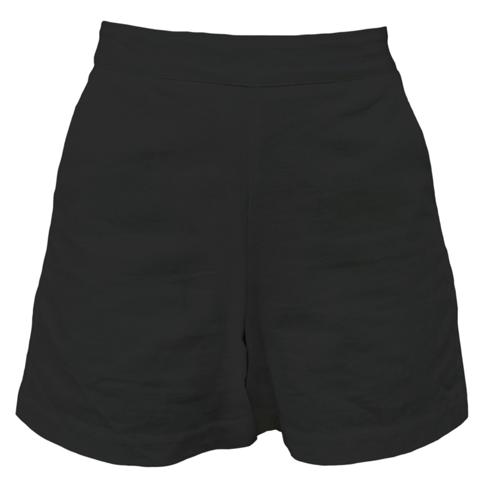 Black Plain Front Linen Shorts with Pockets Size  3X - Picture 2 of 4